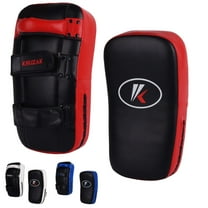 Kruzak Muay Thai Kick Pad for Training, Kicking Strike Shield for Kickboxing Martial Arts Sparring Taekwondo Muay Thai MMA Karate and Combat Sports (Sold as Single) (Black/Red)