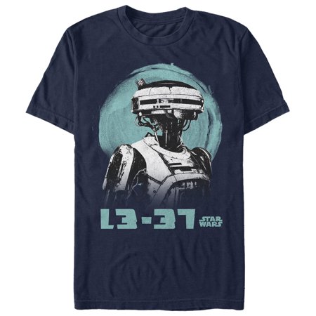 Men s Solo: A Star Wars Story L3-37 Watercolor Print Graphic Tee Navy Blue 2X Large