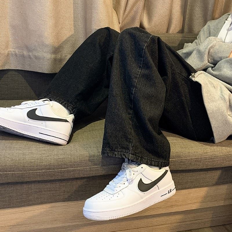 Streetwear Men's Af1 Dress Pants Black Jeans With White Air