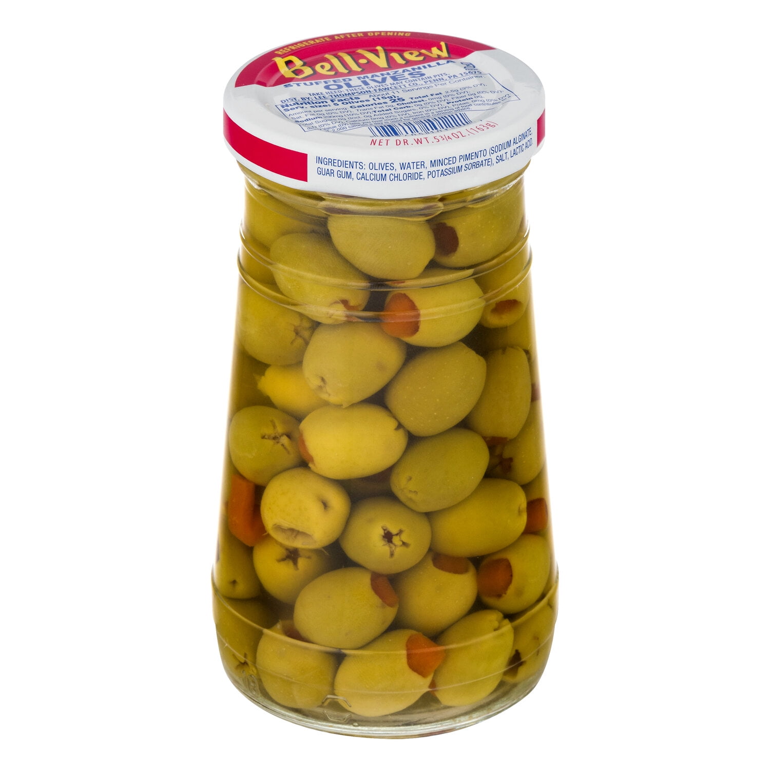 (2 pack) Bell-View Pimento Stuffed Green Manzanilla Olives, 5.75 oz Glass Jar, Kosher
