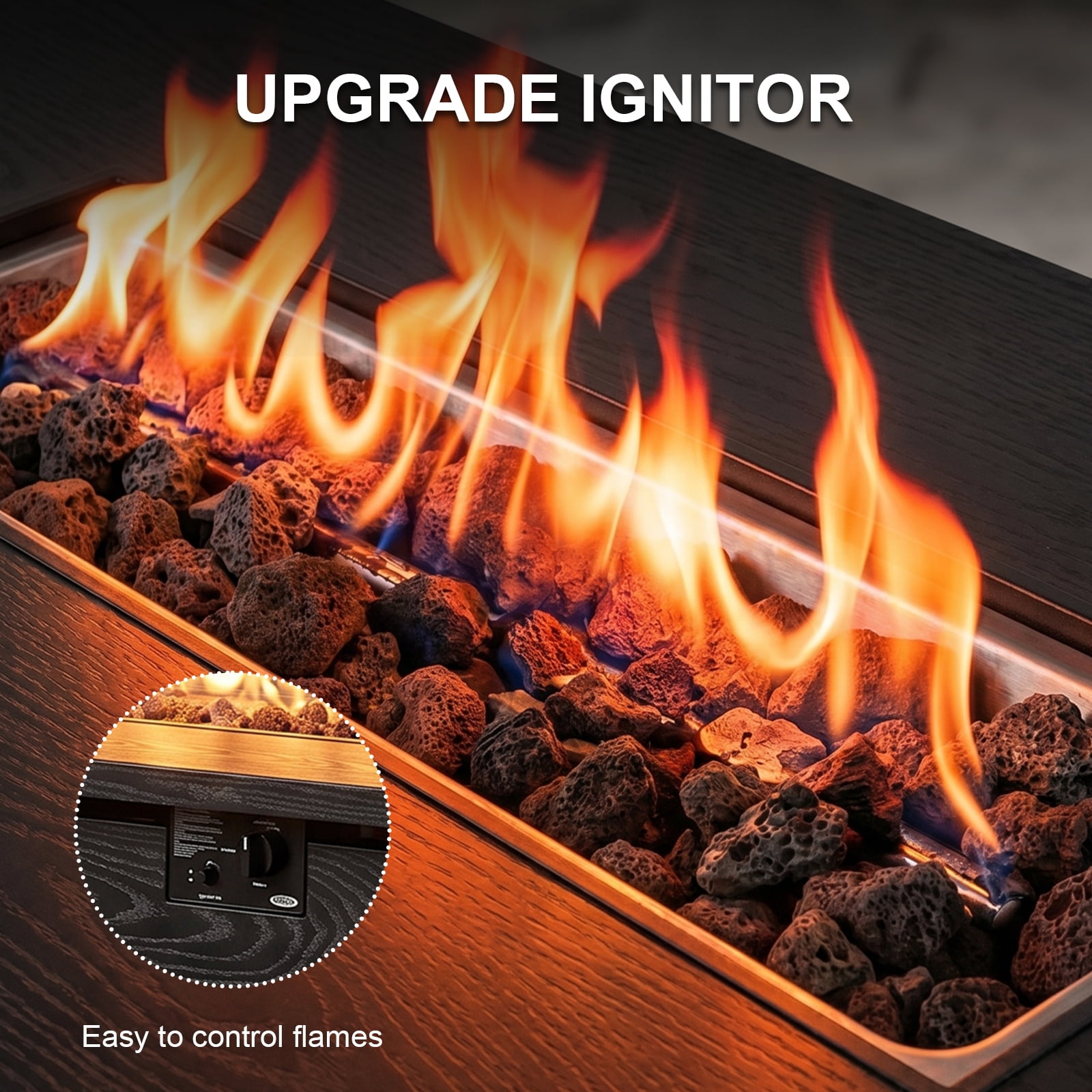 Grezone 42'' Propane Gas Fire Pit Table 50,000 BTU Auto-Lgnition Gas Firepit