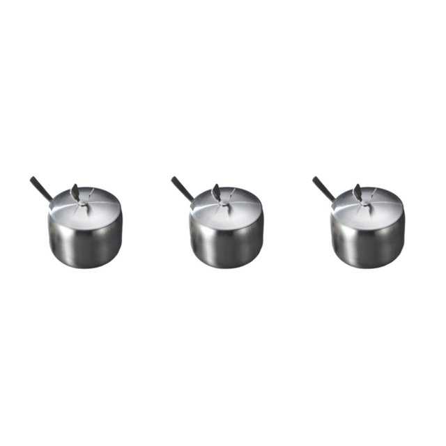 Monstrate Stainless Steel Sugar Bowl Spice Jar Cruet Spoon Container Integrated Seasoning Salt with Pot and Pepper Lid Design Type1 NO1