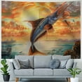 thumbnail image 4 of Orinice Fish Sunset Bird Tapestry Wall Hanging Unique Style for Home Decor Living Room Bedroom Dorm 50x40inch, 4 of 6