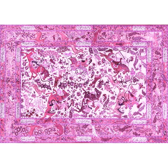 Ahgly Company Indoor Rectangle Animal Pink Traditional Area Rugs, 2' x 5'