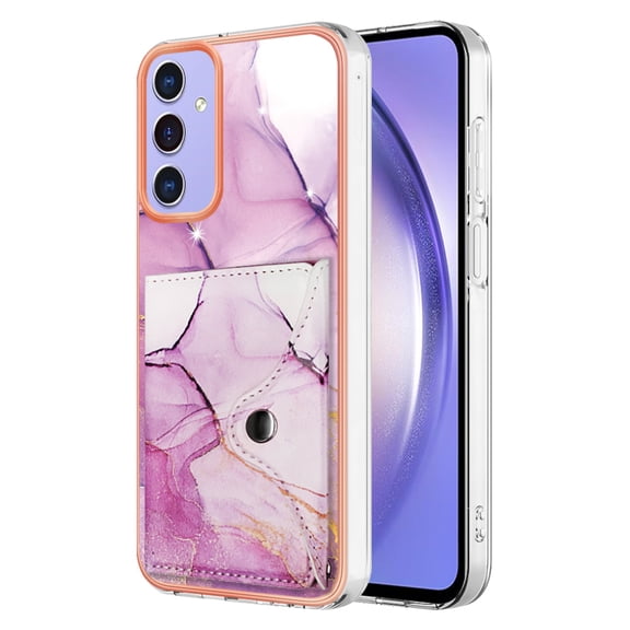 Slim Wallet for Samsung Galaxy A05s Case with Card Holder, Marble Pattern Back Flip Case PU Leather Kickstand Card Slots Magnetic Clasp Shockproof Anti-fall for A05s, Darkpurple