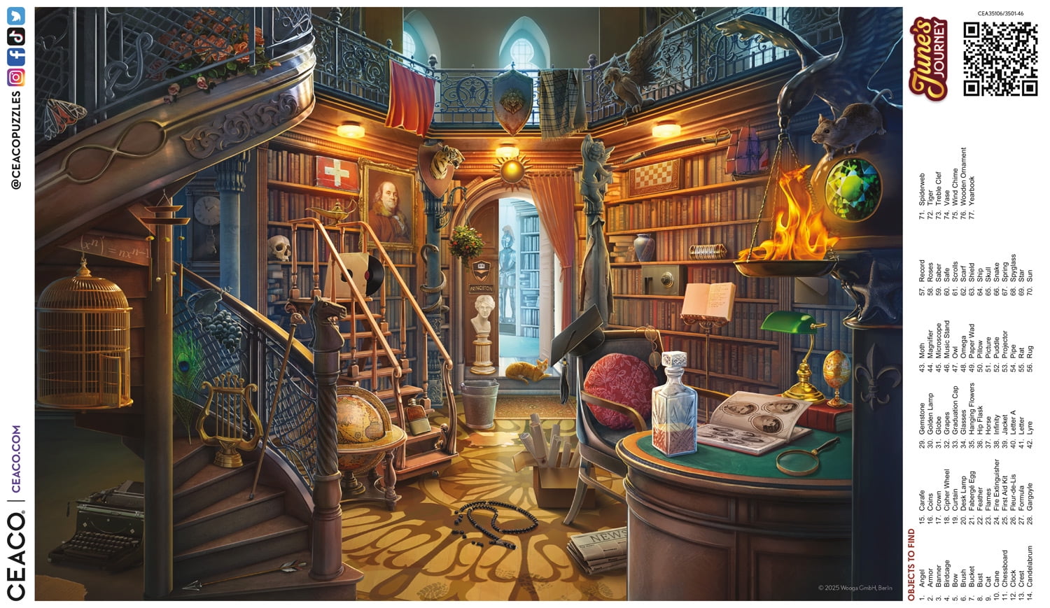 Ceaco June's Journey The Library 2000-Piece Interlocking Jigsaw Puzzle for Children Ages 14+