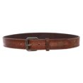 thumbnail image 3 of Snap On Vintage Stitching Distressed Embossed Skull Cross Bones Leather Belt, 3 of 3
