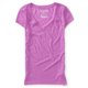 thumbnail image 1 of Aeropostale - Camiseta básica con cuello en V para mujer, color morado, talla XS Aeropostale Camiseta básica, 1 of 2