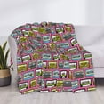 thumbnail image 3 of Honeii Retro Cassette print throw blanket, crafted from cozy cotton flannel, offers versatile home decor as a bedding suitable for all seasons.-80"x60", 3 of 6