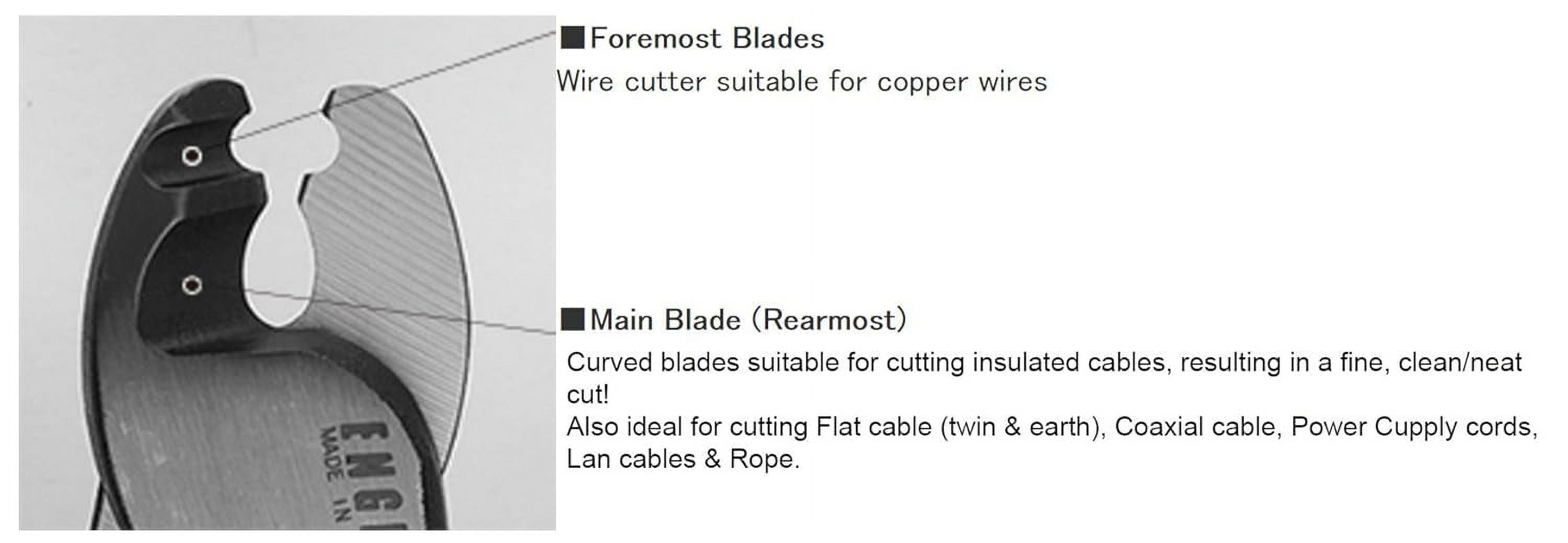 ENGINEER PK-51 Heavy Duty Cable Shears/Wire Cutters for Clean Cutting of Thick Electrical Cable, Coax & Nylon Rope etc. Made in Japan, (Green, 212mm)