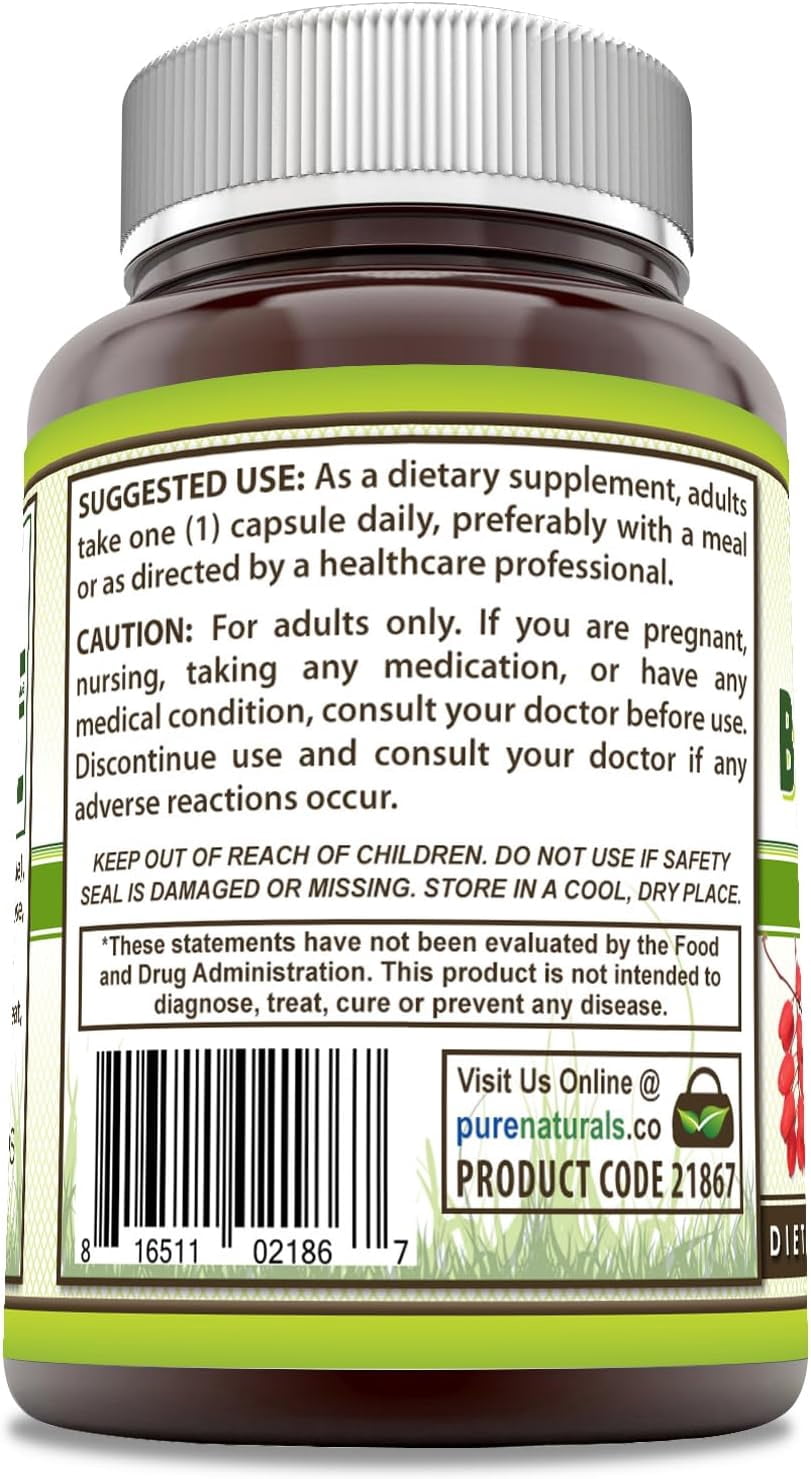 Pure Naturals Berberine 500mg Per Serving 120 Capsules Supplement | Non GMO | Gluten Free