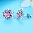 thumbnail image 2 of 14K White Gold Plated Pink Sapphire Flower Earrings, 2 of 4