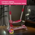 thumbnail image 6 of SPPTTY 3-in-1 Kids Scooter with 3 LED Light Wheels,Kick Scooter with Folding Seat and Push Bar,Pink, 6 of 9