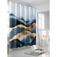 thumbnail image 3 of Abstract Graffiti Shower Curtain, Blue Gold Stripe Water Ripples Waterproof Shower Curtain Set with 12 Hooks Lightweight Washable Fabric Shower Curtains for Bathroom 60x72 Inches, 3 of 6