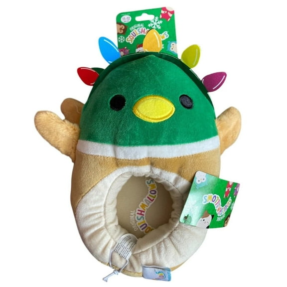 Squishmallows Avery The Mallard Duck Christmas Slippers Kids Size 11-12