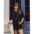 thumbnail image 5 of Wrongduck Women's Elegant Ribbed Romper 2026 Short Sleeve Loose Fit Jumpsuit with Keyhole Back and Pockets Vacation Beach One Piece Outfit, 5 of 7