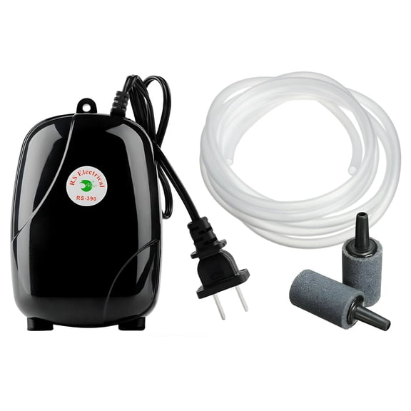 HIBIBUD Aquarium Air Pump Adjustable Dual Outlets Quiet Fish Tank Bubbler Aquarium Aerator with Air Stones for 20-160 Gallon Tank