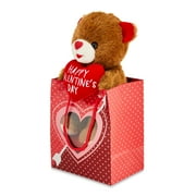 Valentine's Day 11" Brown Bear Child's Plush Toy in Gift Bag by Way To Celebrate