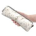 thumbnail image 4 of XMXT Leather Pencil Case, Rose Illustration White Large Capacity Pencil Pouch for Student Teens Women, 4 of 9