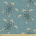 thumbnail image 1 of Turtle Fabric by the Yard, Illustration of Floating Animals on Floral Patterned Background, Decorative Upholstery Fabric for Chairs & Home Accents, 5 Yards, Petrol Blue Dark Teal by Ambesonne, 1 of 4