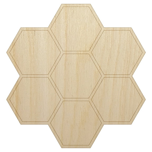 Simple Honeycomb Outline Wood Shape Unfinished Piece Cutout Craft DIY Projects - 4.70 Inch Size - 1/8 Inch Thick