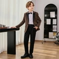 thumbnail image 7 of Boys Suits Slim Fit 4 Piece Formal Dresswear Suit for Kids Tuxedo Wedding Set Toddler Boy Dress with Vest Shirt Pants and Tie Coffee 1-2 Years, 7 of 7