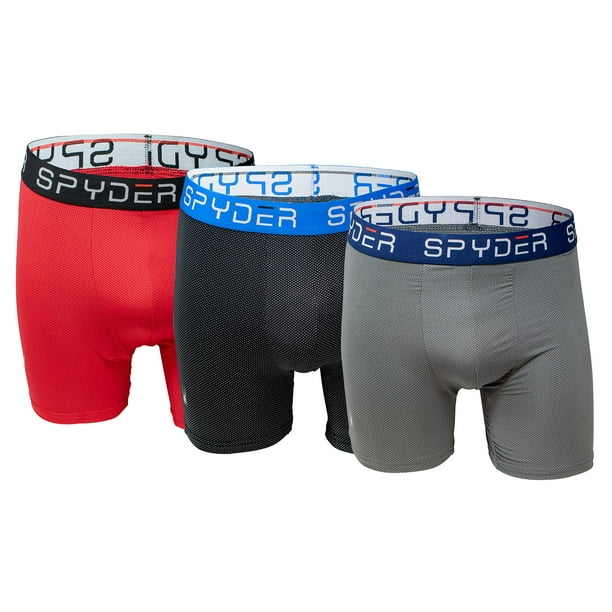 SPYDER Performance Mesh Mens Boxer Briefs Sports Underwear 3 Pack For Men  (Medium, Black/Red/Grey) 