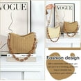 thumbnail image 5 of Gocvo Beach Straw Bags for Women, Summer Chic Woven Bag Classic Womens Straw Handbags Straw Crossbody Bag  with Chain (Brown), 5 of 6