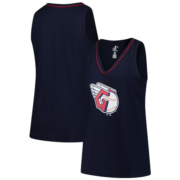 Women's-Profile  Navy Cleveland Guardians Plus Sized Stellar Win V-Neck Tank Top