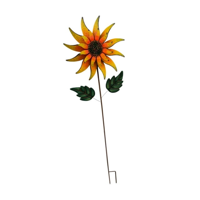 Girasol viento Metal viento escultura para piscina Patio patio trasero Amarillo