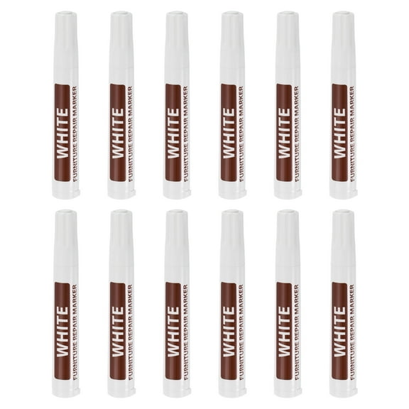Uxcell Furniture Repair Wood Markers, 12 Pack White Touch Up Filler Sticks, Oil Based Paint Markers for Scratches, Wood Floors