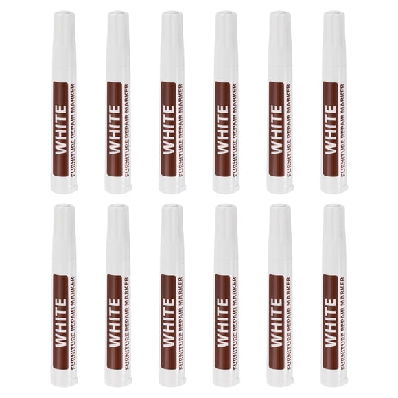 Uxcell Furniture Repair Wood Markers, 12 Pack White Touch Up Filler Sticks, Oil Based Paint Markers for Scratches, Wood Floors