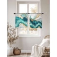 thumbnail image 5 of Sheer Curtains 45 Inches Long, Abstract Marble Light Filtering Window Curtains for Living Room, Turquoise Abstract Golden Foil Texture Rod Pocket Voile Sheer Curtain Drapes, 52"W x 45"L, 2 Panels, 5 of 8