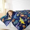 thumbnail image 5 of Manfei Colorful dinosaur Queen Comforter Set,Rustic Plant Leaves Bedding Sets,Deepblue Yellow Orange Bedding Comforter Set For Boys Kids,Breathable Home Decor Reversible,3-Piece, 5 of 9
