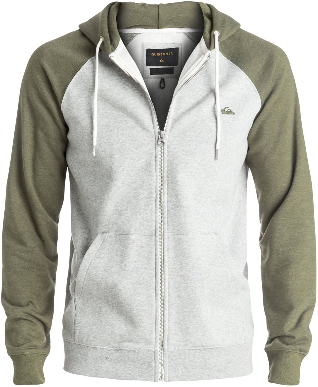 Quiksilver Mens Everyday Zip Up Hoodie Light Heather Gray/Olive