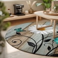 thumbnail image 3 of Round Rugs 6Ft, Brown Grey Daisy Farmhouse Round Area Rug Washable Indoor Throw Carpet, Country Vintage Floral Soft Non Slip Circle Rug for Office Cabinet Home Decor Aesthetic, 3 of 8