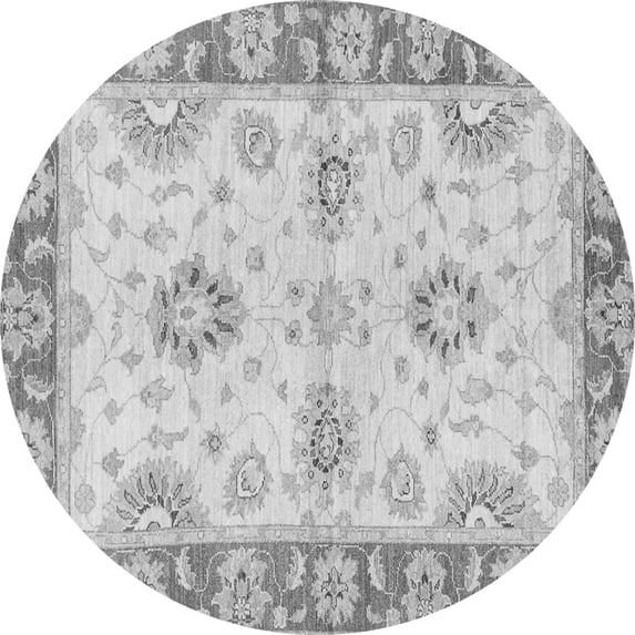 Ahgly Company Indoor Round Oriental Gray Traditional Area Rugs, 7' Round