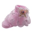 thumbnail image 4 of 2 Pairs Baby Lace Socks Girls' Ruffle Socks Newborn Infants Socks Princess Frilly Socks Lace Cotton Socks for Baby Girls 0-1Y, 4 of 6
