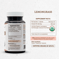 thumbnail image 3 of Secrets Of The Tribe Lemongrass Organic Capsules Dietary Supplement, Natural Herbal Capsules for Stress Support, Certified Organic Lemongrass (Cymbopogon citratus) Dried Stalk, 60 Capsules, 3 of 9