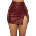 thumbnail image 1 of Jupe en Similicuir Taille Haute egy Femmes Mini-Jupe Bodycon Jupes Stretch Rouge X-Small, 1 of 1