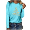 thumbnail image 5 of Craaazy Christmas Shirts for Women Trendy Shining Christmas Tree Printed Casual Round Neck Loose Long Sleeve Womens Top Gifts for Women, 5 of 5