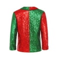 thumbnail image 2 of TSSOE Boys Girls Christmas Shiny Sequins Long Sleeve Lapel Jacket Coat Jazz Latin Disco Street Dance Clothes Red Green 16, 2 of 7