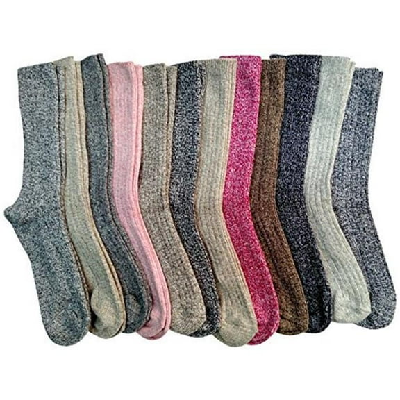 Socksinbulk mb-1524-asst-9-11-dz Merino Wool Unisex Trail Hiking Warm Camping Backpacking Travel Womens Socks, Size 9-11 - 12 Pair
