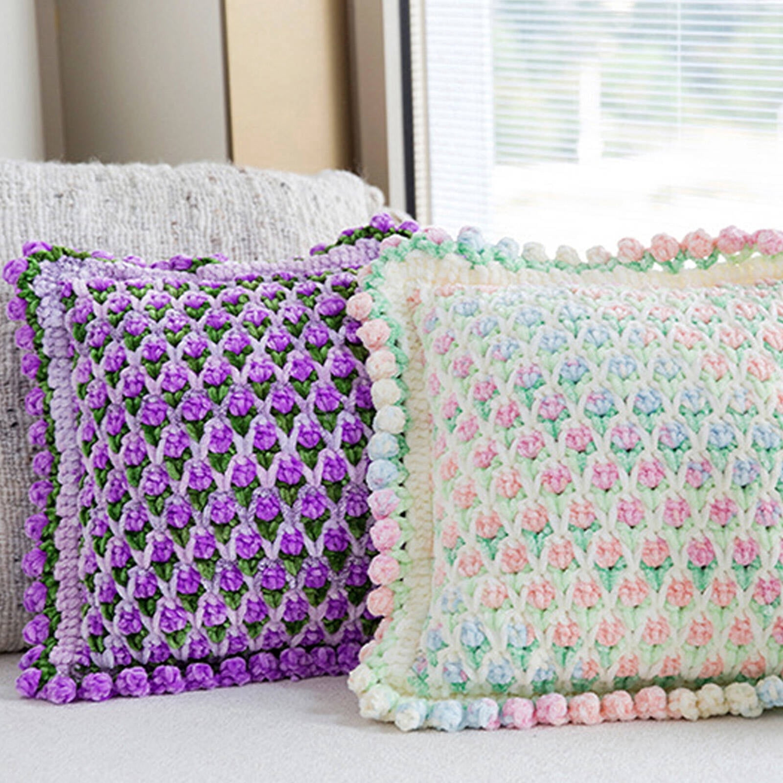 ACDANC 2026 New 2Pcs Chunky Yarn Versatile Craft Use Chenille Yarn Soft and Non - Shedding Blanket Yarn Light Pink for Blankets Scarves Pillows Toys Home Decor Accessories