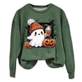 thumbnail image 4 of Halloween Sweatshirt for Women Hoodless Sweatshirt Crafted for Comfort with Casual Round Neck Dark Green S, 4 of 4
