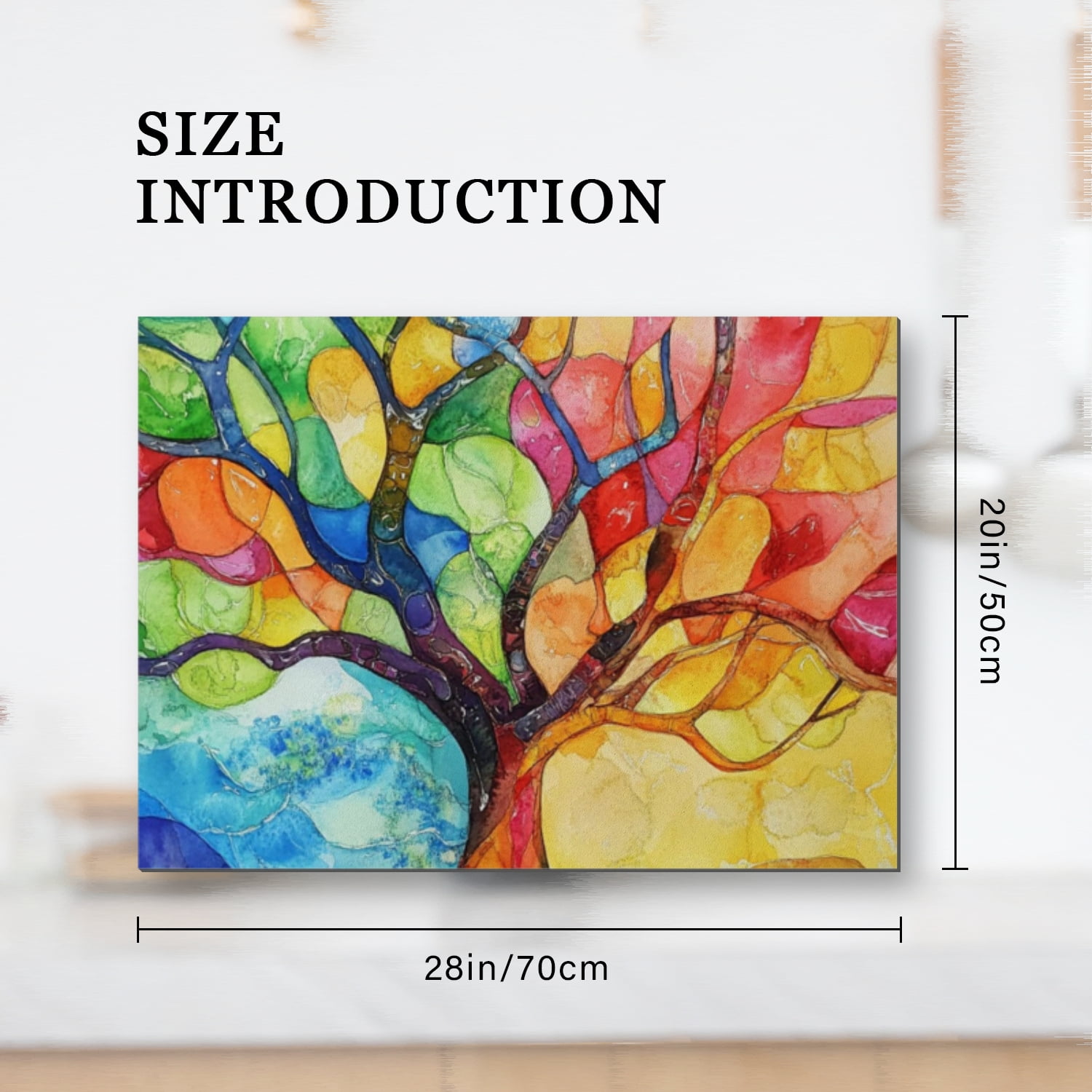 Stove Top Cover, Retro Life Tree Colorful Heat Resistant Kitchen Counter Protector for Glass Electric Stove, Square Washable Foldable Mat for Kitchen RV (28×20 Inch)