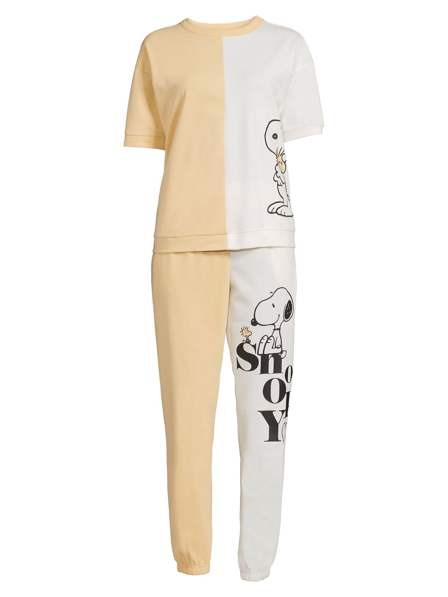 Peanuts Women's and Women's Plus Snoopy T-Shirt and Joggers Sleep Set, 2-Piece