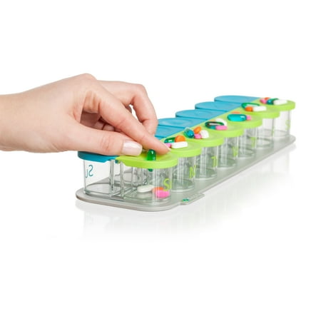 Pill Reminder Alarm - Sagely Smart Weekly Pill Organizer - Sleek AM/PM Twice a Day Pill Box with 7 Day Travel Containers and Reminder App (Large Enough to Fit Fish Oil and Vitamin Supplements)