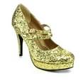 thumbnail image 2 of 421-JANE-G, 4 inch Double Strap Glitter Mary Jane Shoes, 2 of 6