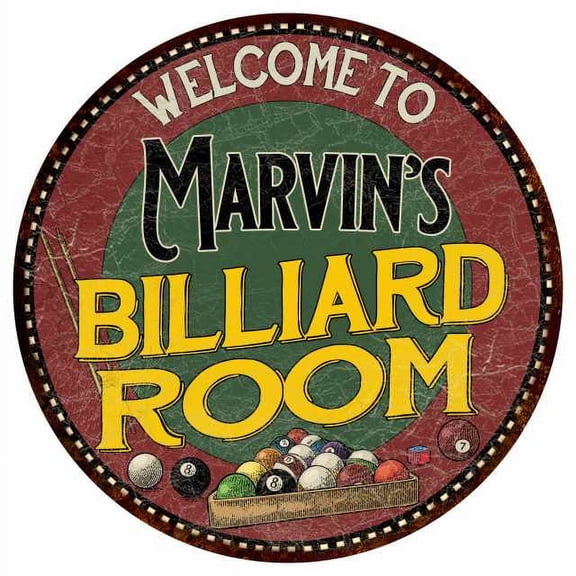 Marvin's Billiard Room 14" Round Metal Sign Kitchen Wall Decor 100140033326